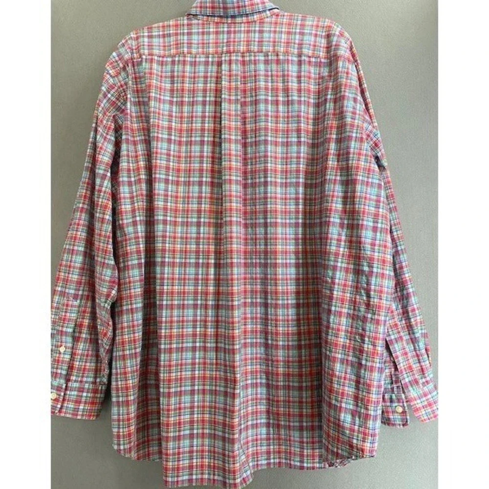 Ralph Lauren Mens 2XB Plaid Button Poplin Cotton Shirt‎ Multi Logo